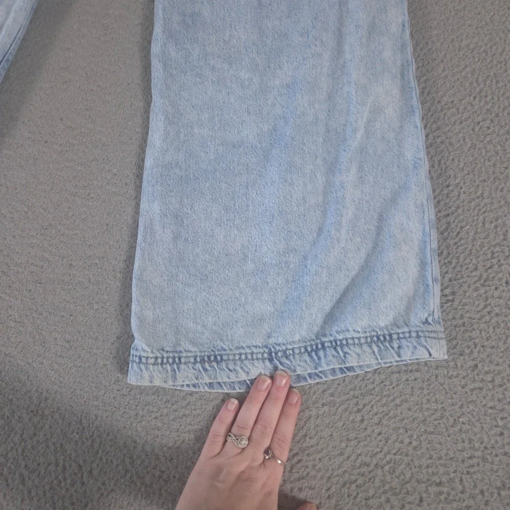 Gap Jeans Girls 16 Light Wash Baggy Wide Leg Utility Denim Patch Pockets Skater